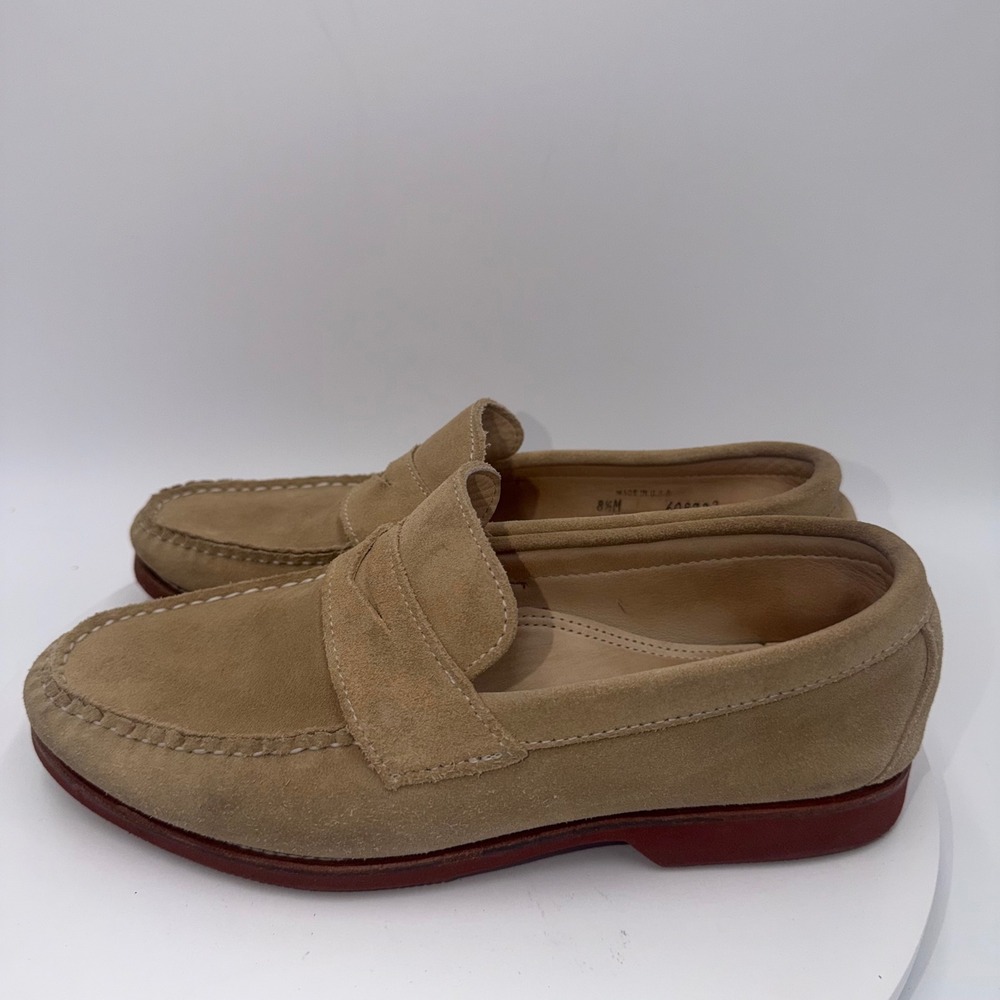 Allen Edmonds Stanton Tan Suede Penny Loafers Mens 8.5 M Made in USA